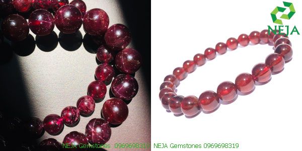 vòng tay đá garnet sao và garnet huyết cao cấp tại neja gemstones