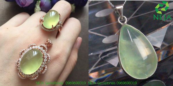 nhẫn dây chuyền đá prehnite