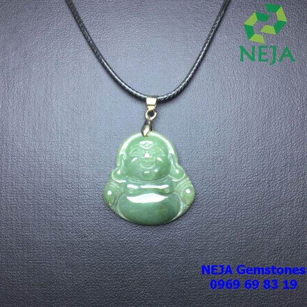 Phật di lặc ngọc cẩm thạch Jade xanh sẫm