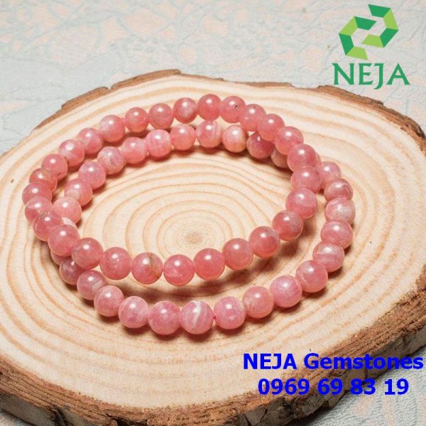 vòng tay đá đào hoa rhodochrosite