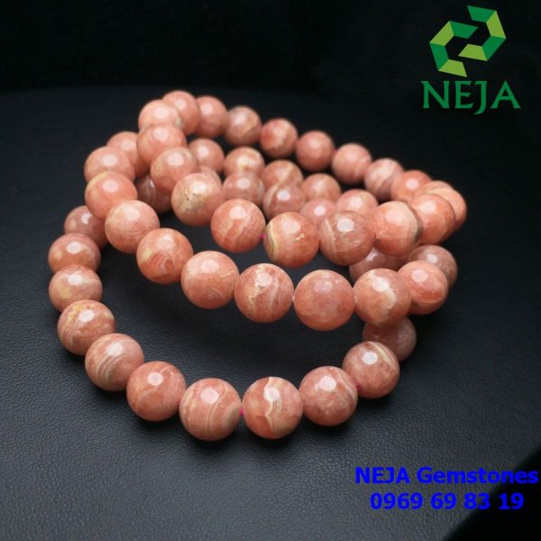 vòng tay đá đào hoa rhodochrosite